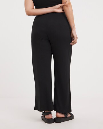 Value Black Jersey Elasticated Waist Wide Leg Trouser
