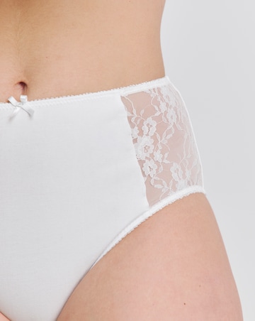 Pretty Secrets (2 Pack) Cotton Lace Full Fit Brief Knickers Black/White