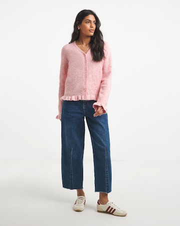 Pink Frill V-Neck Cardigan