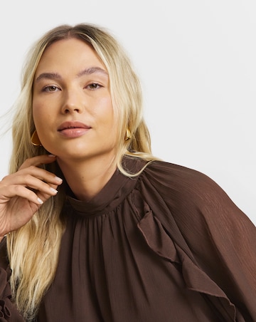Simply Be Chocolate Crinkle Georgette Blouse