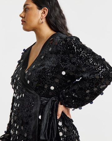 Lovedrobe Velvert Sequin Wrap Dress
