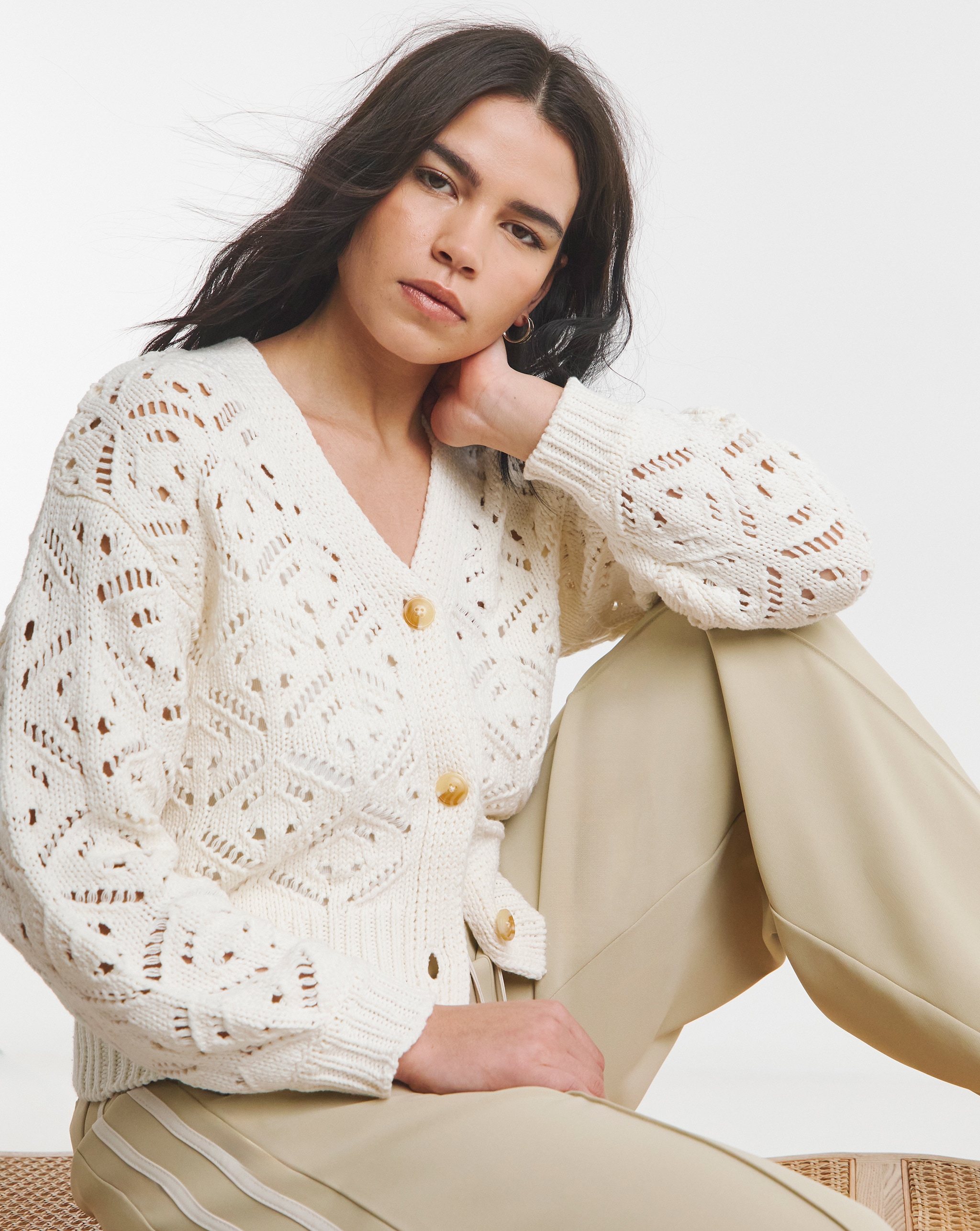 Crochet cardigan in off-white