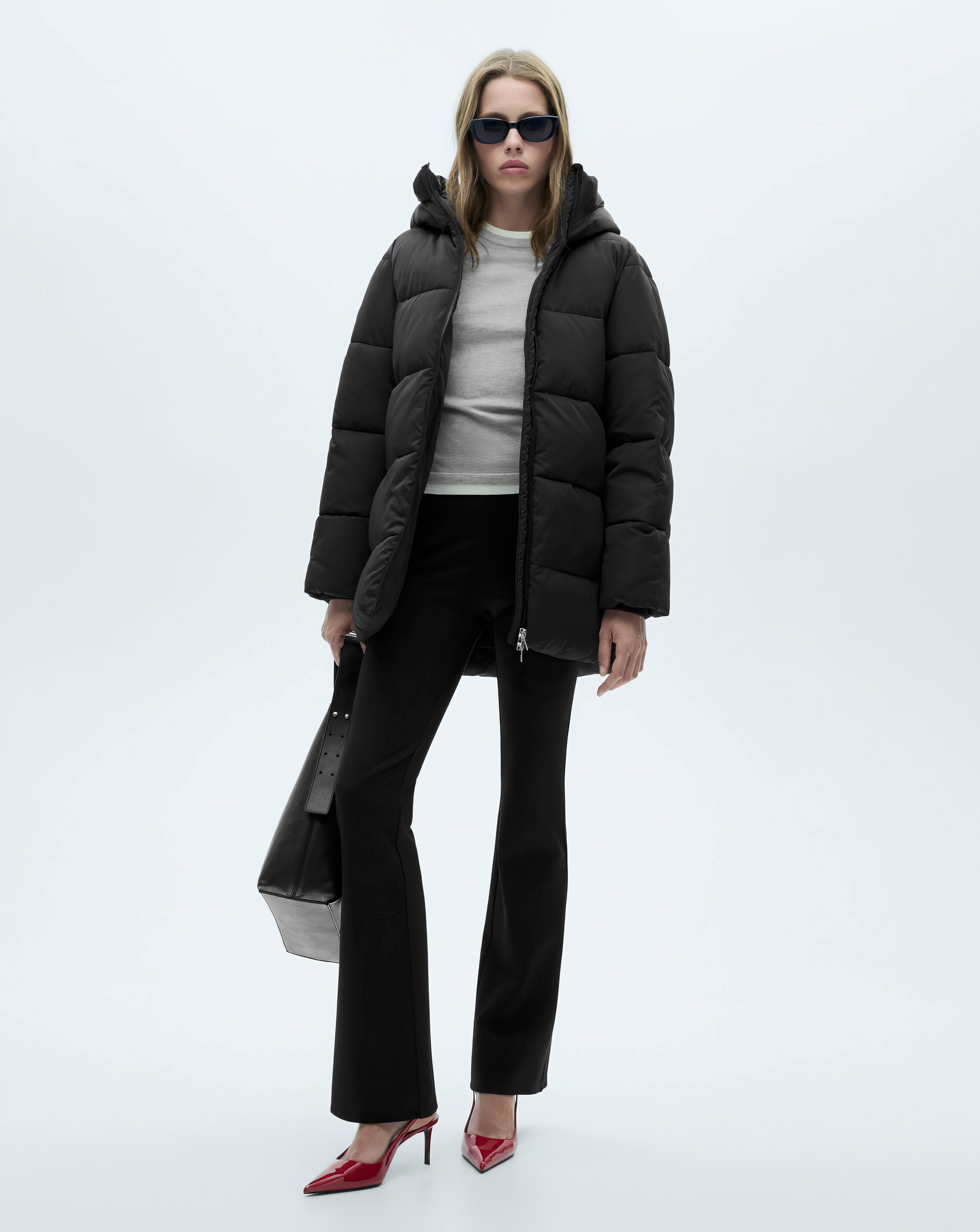 Mango black puffer coat sales