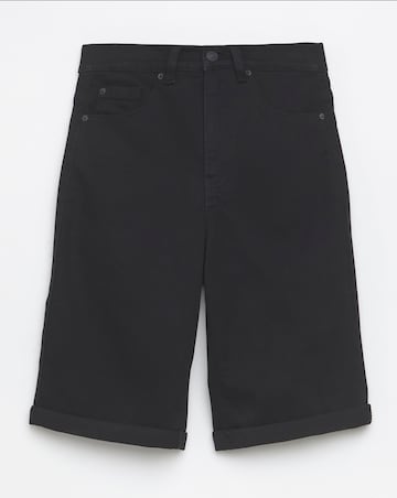 Simply Be Washed Black Denim Roll Hem Knee Short