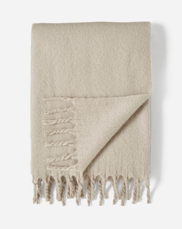 Faux Mohair Fringed Throw - Natural