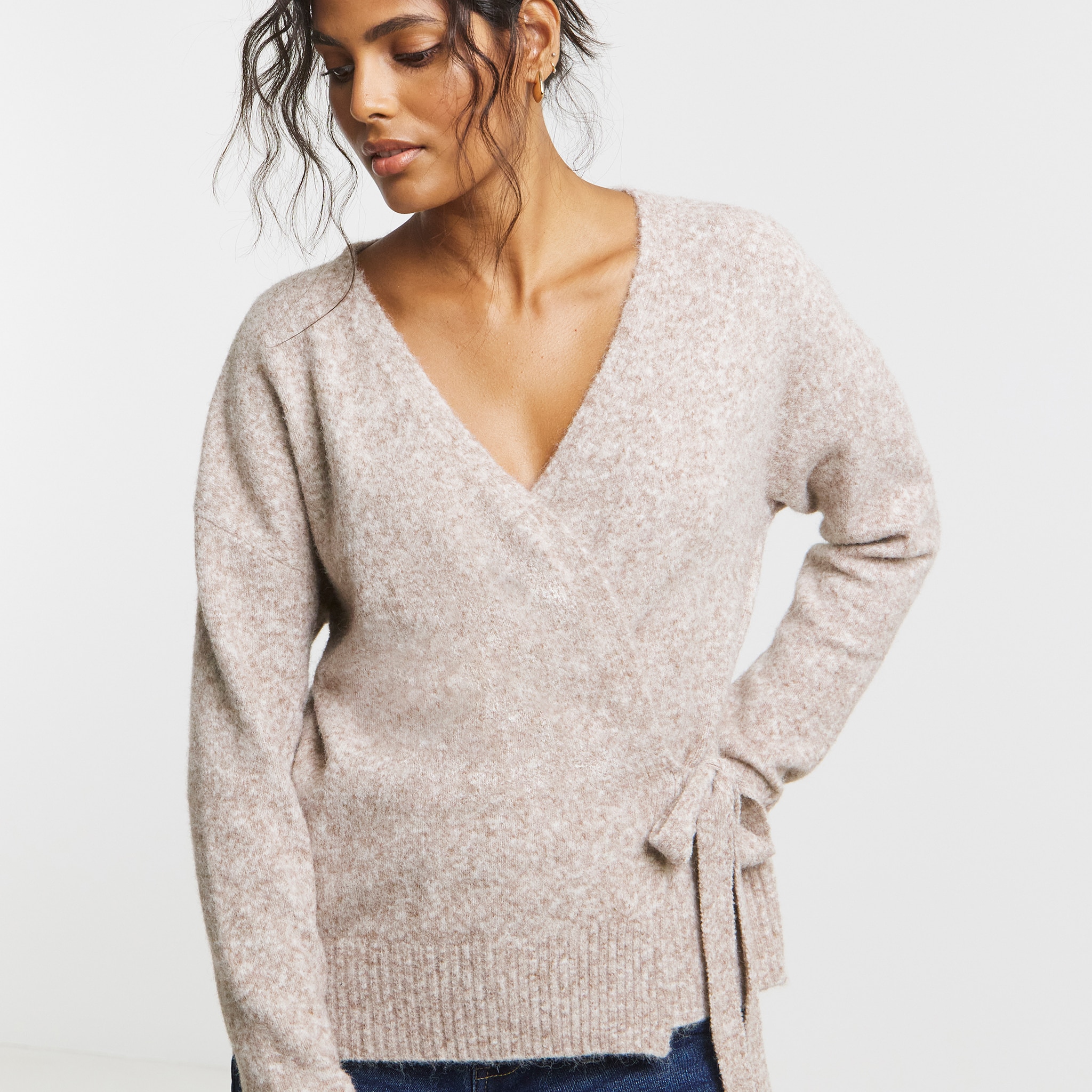 Wrap cardigan in oatmeal