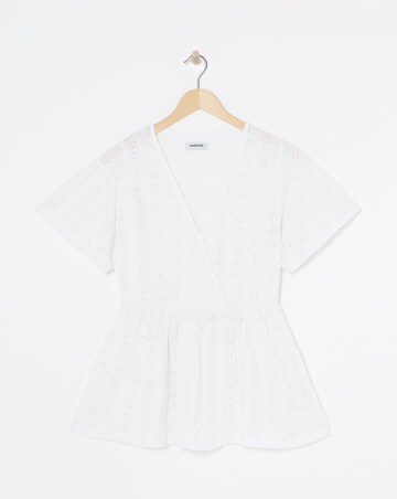 White Jersey Broderie Angel Sleeve Top