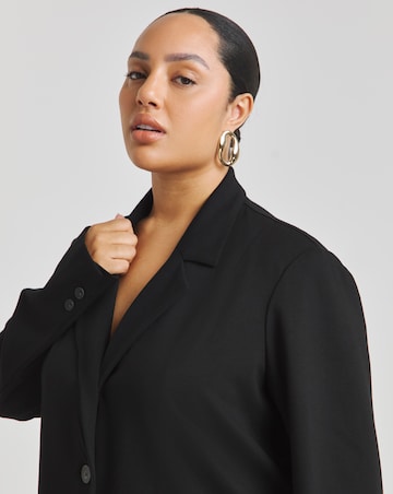 Black Premium Stretch Ponte Single Breasted Blazer