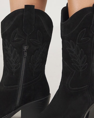 Bobbie Calf Western Boots Suede Wide E Fit Standard Calf