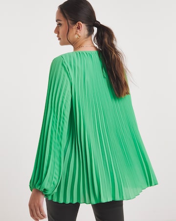 Joanna Hope Pleated Keyhole Blouse
