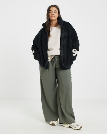 Black Sherpa Teddy with Bow Sleeve Detail