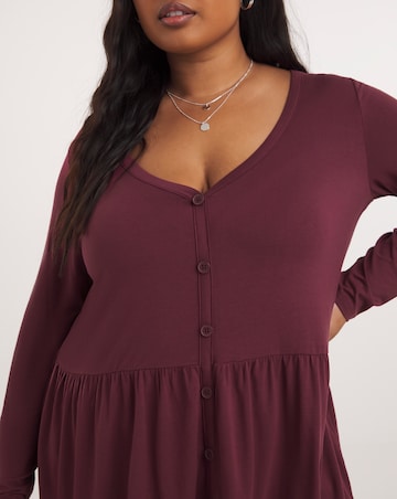 Button Front Peplum Longline Top