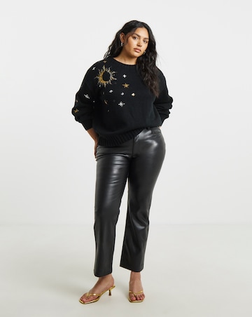Lovedrobe Star Moon Sequin Christmas Jumper