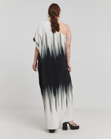 Mono Ombre Plisse One Shoulder Maxi Dress