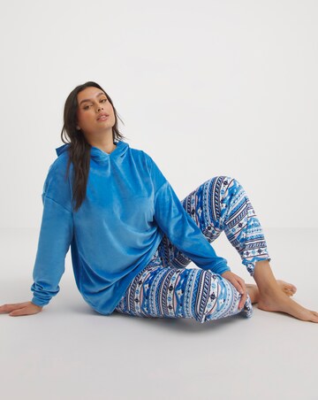 Fleece Hoodie and Fairisle Jogger Pyjama Lounge Set