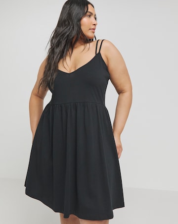 Black Strappy Cotton Jersey Smock Dress | Simply Be Black Strappy Cotton Jersey Smock Dress | Simply Be
