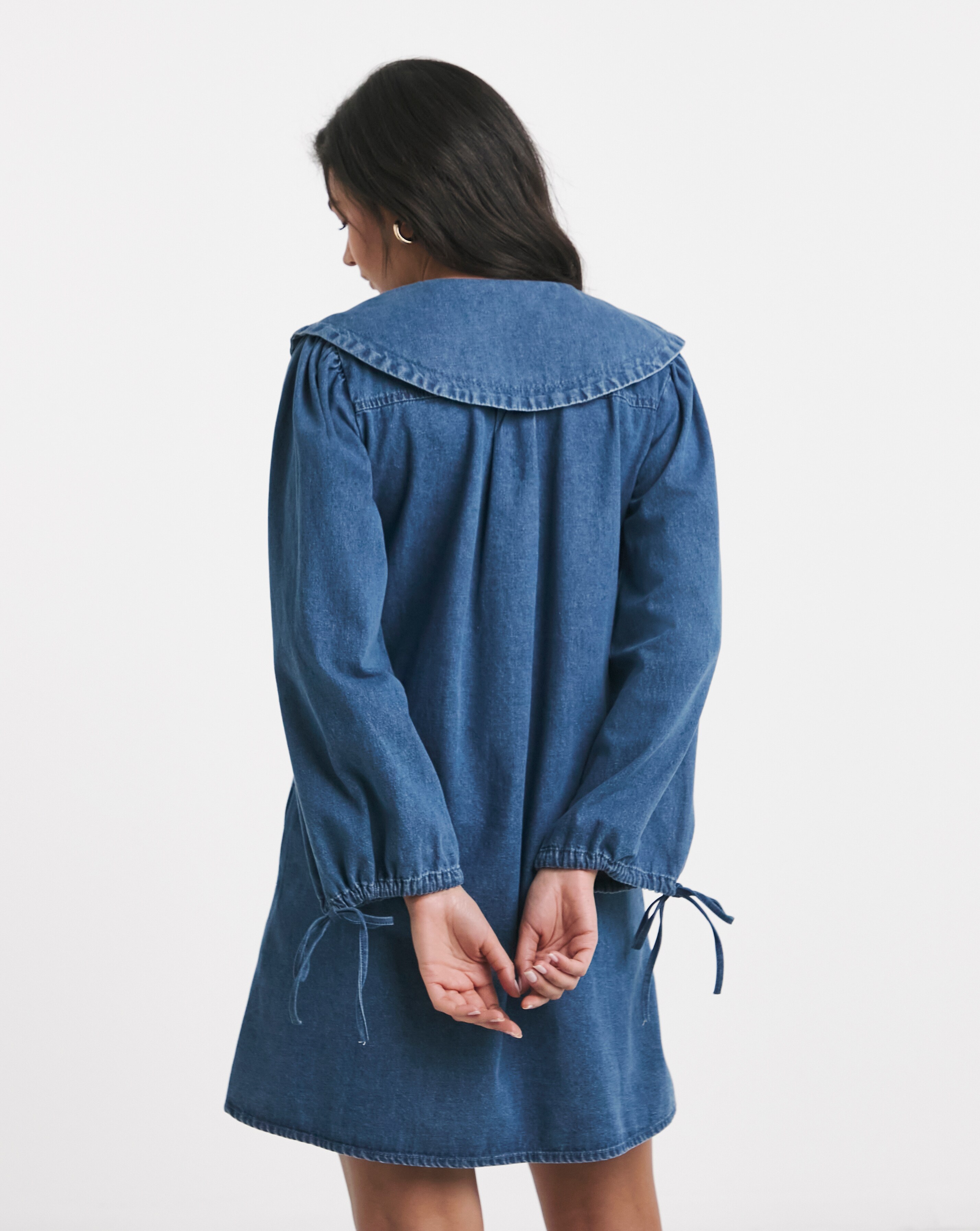 simply be denim dress Simply Be Mid Wash Cut Work Mini Denim Smock Dress