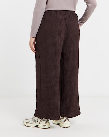 Chocolate Jersey Textured Wide Leg Trousers