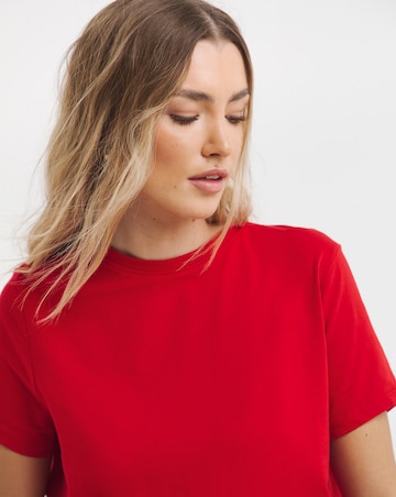 Red & White Pack 2 Curved Hem Longline T-Shirts