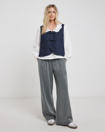 Indigo Tie Front Quilted Denim Gilet