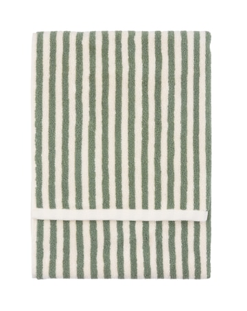 Yard Hebden Stripe Cotton Towel - Forest