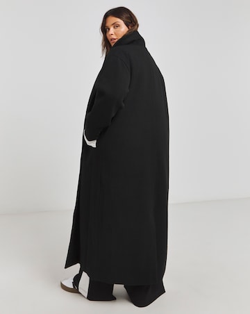 Black Faux Wool Maxi Coat