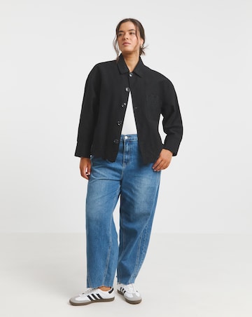 Simply Be Black Broderie Hem Utility Cropped Jacket