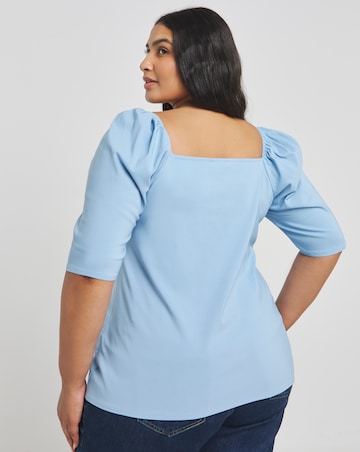 Light Blue Corset Tie Up Bengaline Superstretch Top