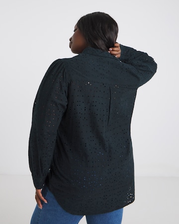 Simply Be Black Broderie Long Sleeve Shirt