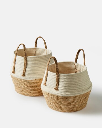 Julipa Set of Two Natural and White Belly Basket