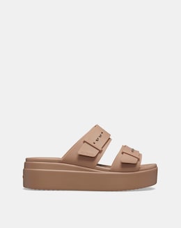 Crocs Latte Brooklyn Low Wedge Slider Sandals