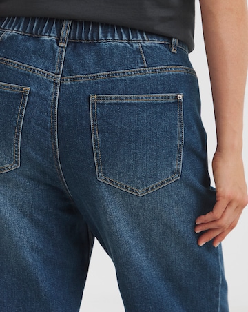 Mid Blue Cropped Wide Leg Pintuck Jeans