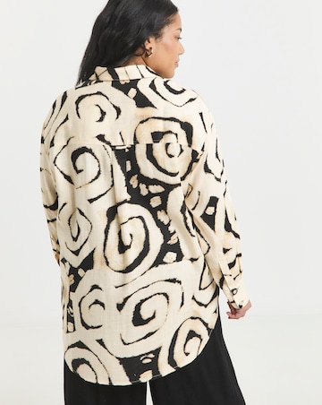Simply Be Mono Print Linen Mix Shirt