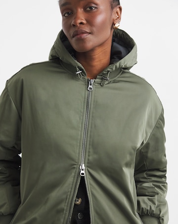 Olive Hooded Longline Bomber