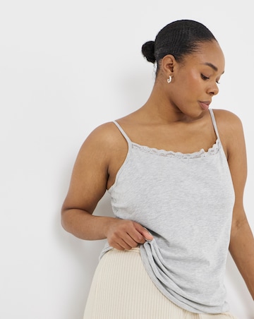 Pretty Secrets (2 Pack) Pyjama Sleep Vest Tops Black/Grey Marl