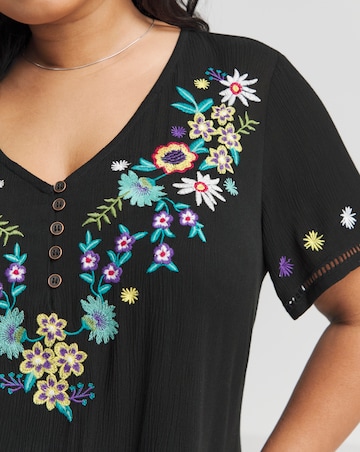 Joe Browns Embroidered Floral Crinkle Tunic