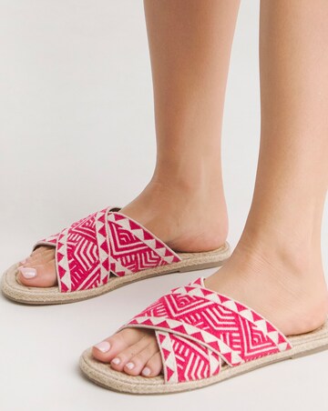 Simply Be Finty Embroidered Crossover Strap Flat Sandals - Extra Wide Fit (EEE)