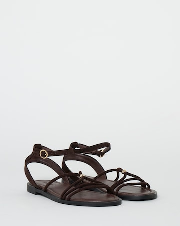 Toni Strappy Hardware Detail Flat Sandals - Wide Fit (E)