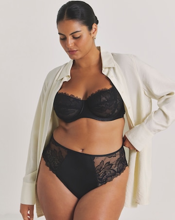 Pretty Secrets (2 Pack) Willow Stretch Lace High Leg Knickers Black/Cream