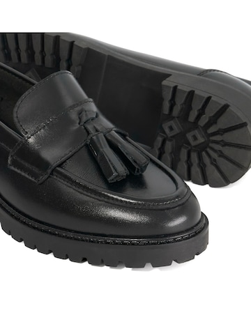 Dune Gracelyn Smooth Leather Tassel Loafers Wide Fit