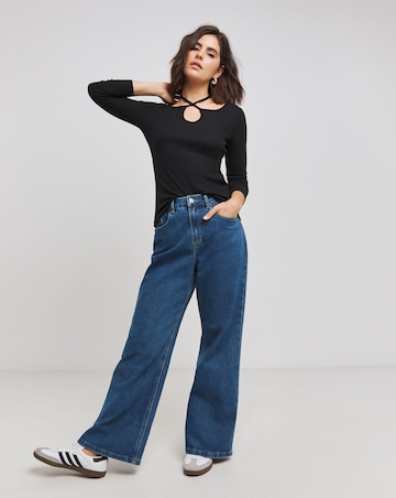 Black Cut Out Halter Neck Top