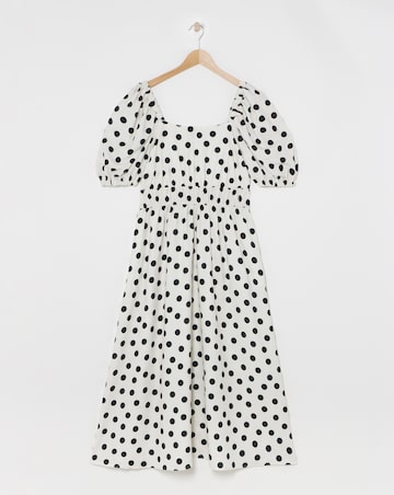 Flounce London Ivory Crepe Spotted Midaxi Dress
