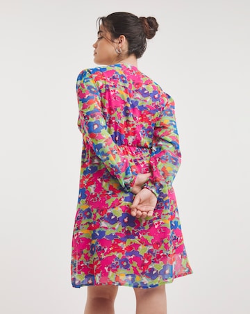 Multi Print Knot Front Skater Dress