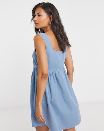Blue Apron Smock Dress With Pockets