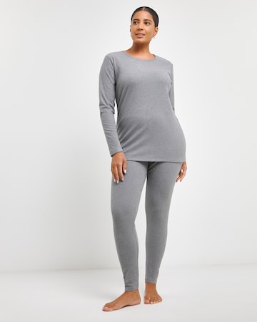 Pretty Secrets Thermal Brushed Fleece Long Sleeve Top - Grey