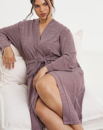 Pretty Secrets Soft Knit Stripe Dressing Gown Pink Multi