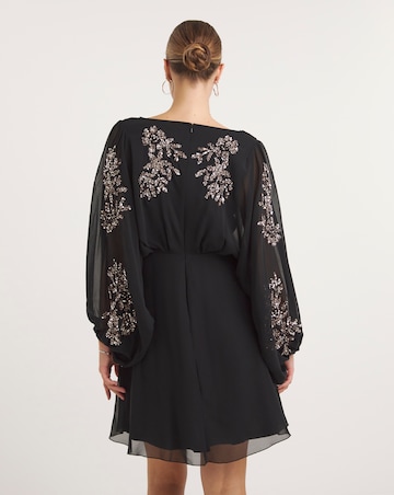 Maya Deluxe Buttoned Floral Sequin Embellishment Mini Dress