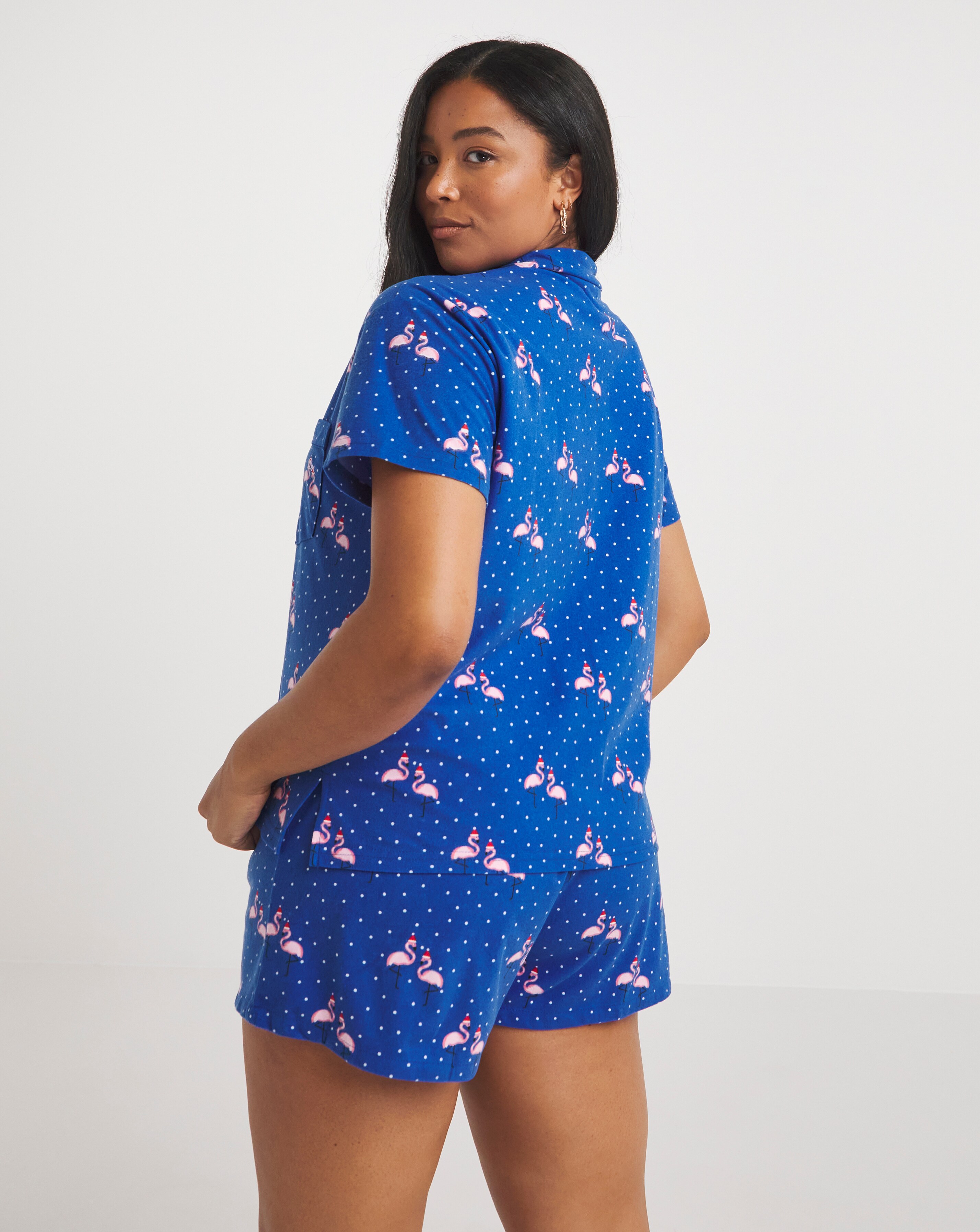 Boux Avenue Christmas Flamingo Fleece Short Pyjamas in a Bag Simply Be