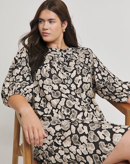 Native Youth Agate Smock Raglan Mini Dress With Cut Away Back