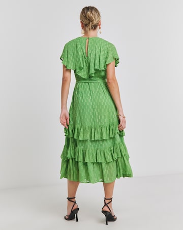Joanna Hope Green Metallic Dobby Maxi Dress